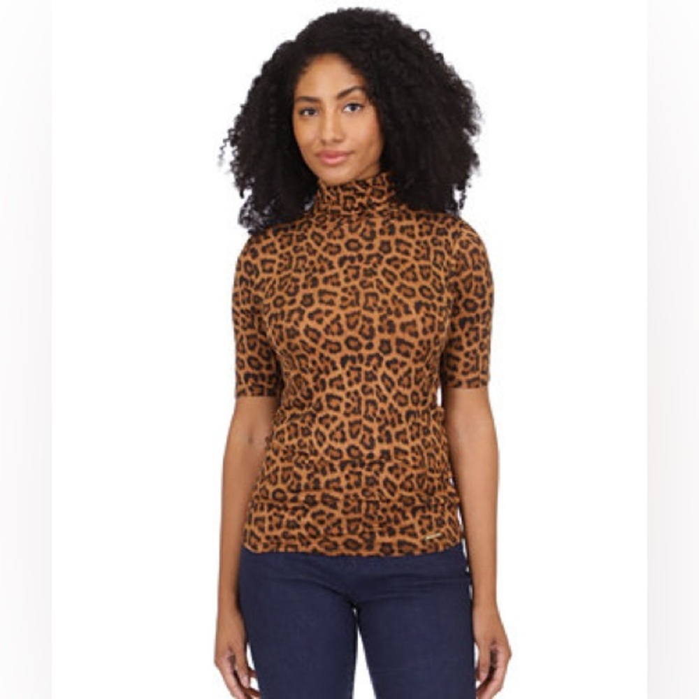 Michael Kors: Leopard Print Turtleneck Top